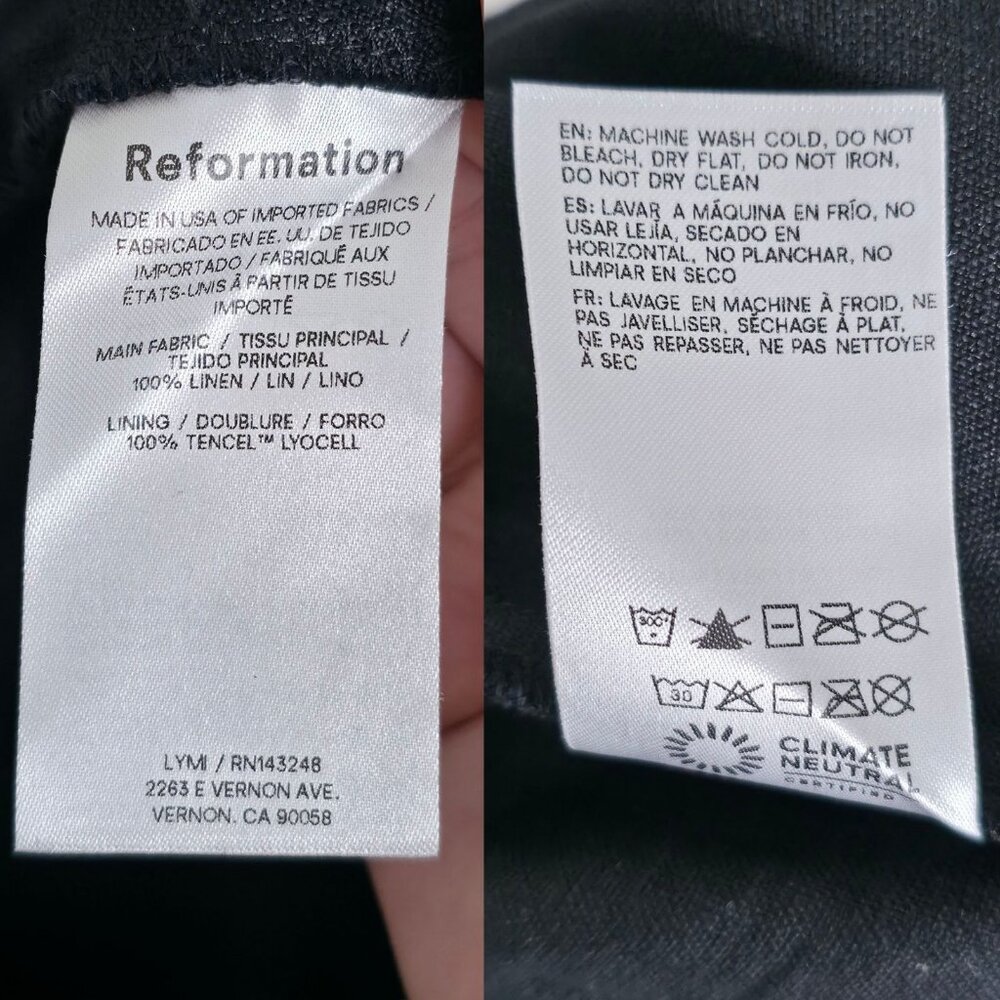 Reformation Alma‎ Set Black White Linen Two Piece Crop Top High Waisted Pants 8 - Picture 10 of 12